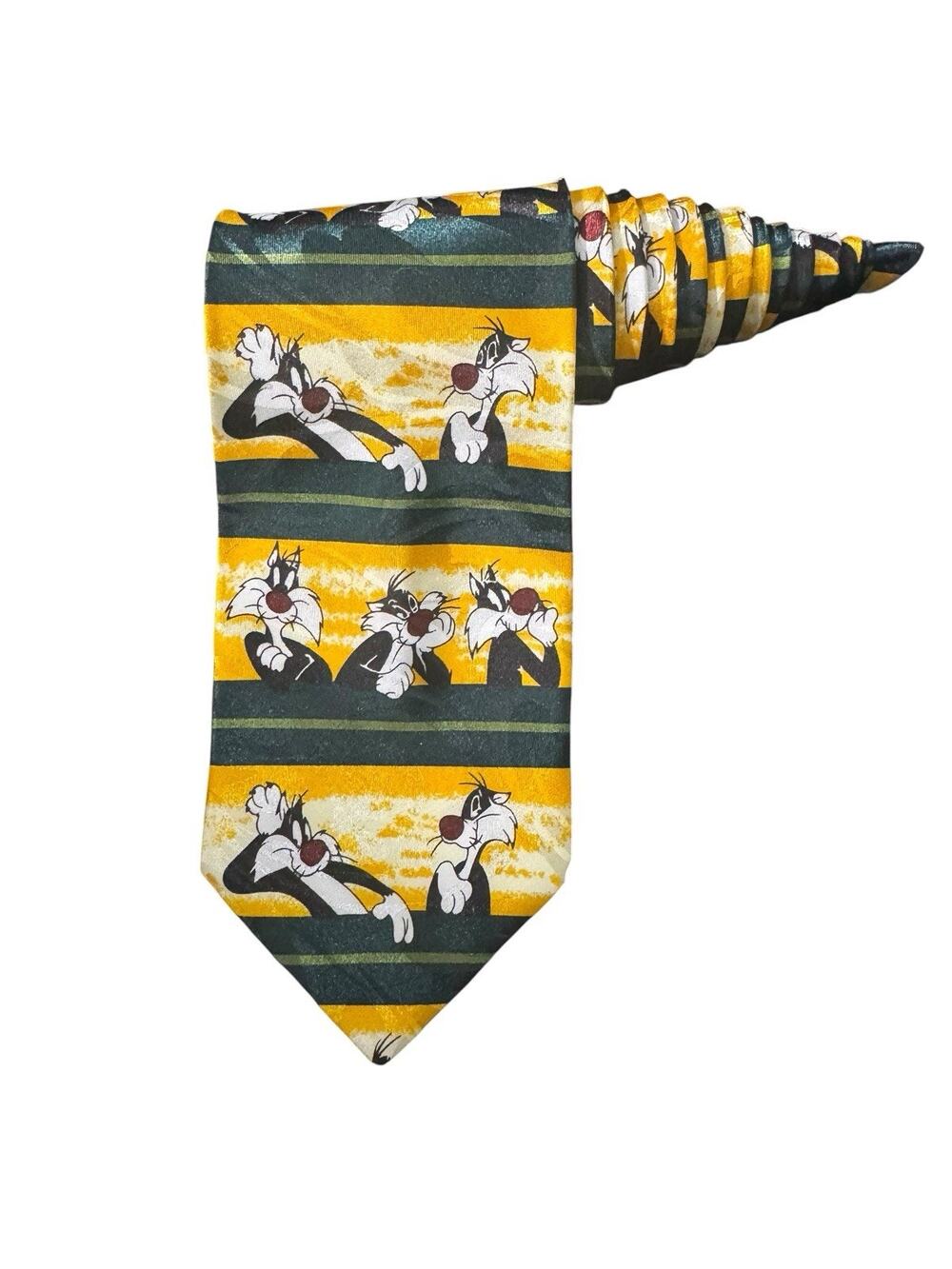 Looney Tunes Gold City Sylvester Cartoon Vintage Necktie